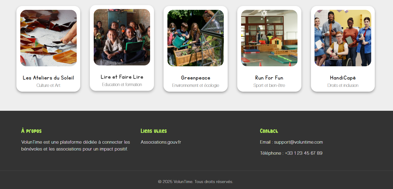 Aperçu de la page d'accueil avec la barre de navigation