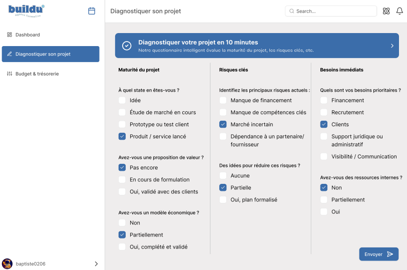 Aperçu de la page d'accueil avec la barre de navigation